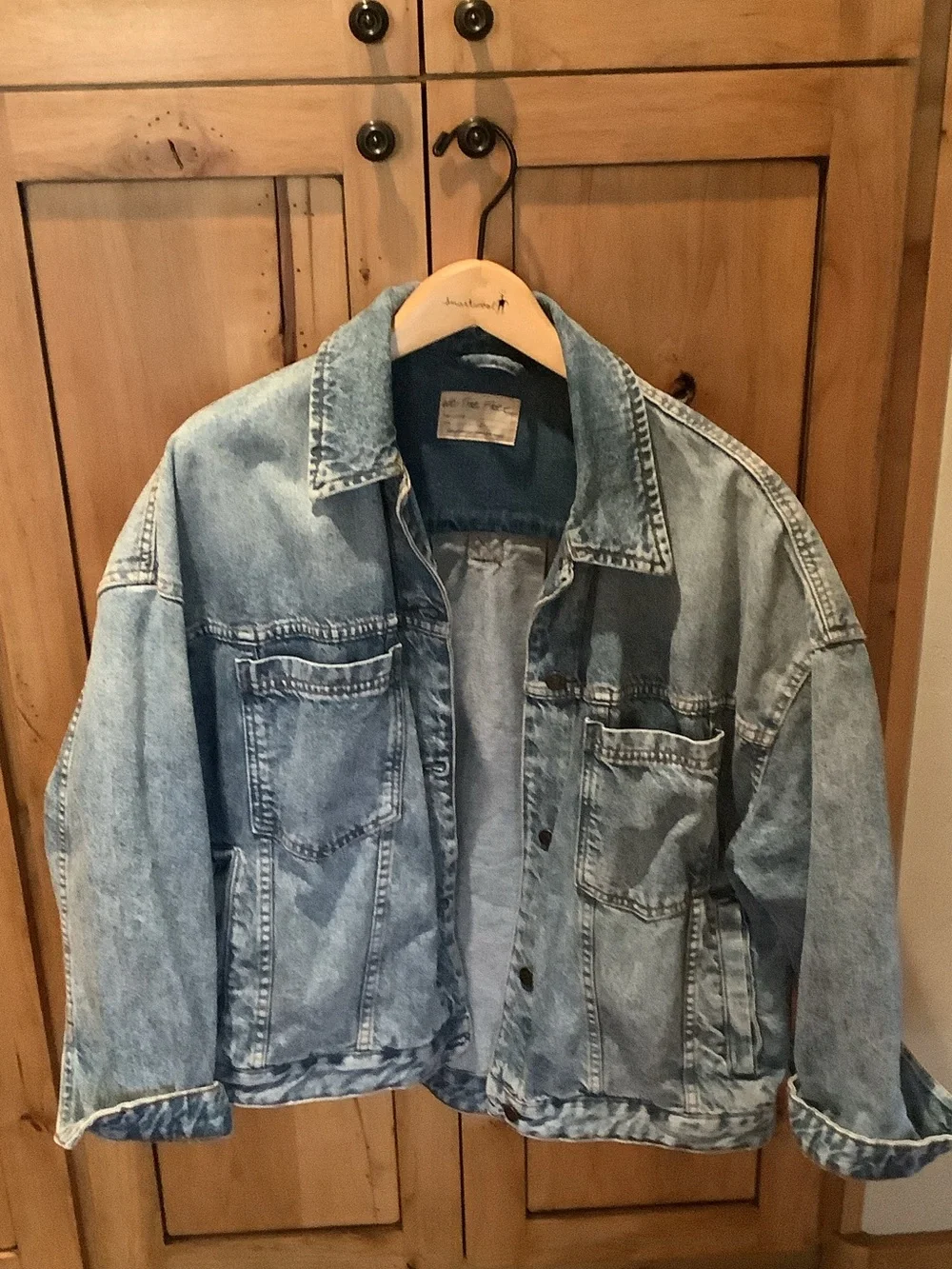 Free People Light Blue Washed Denim Jacket Swing Opal jacket new without tag - Picture 2 of 5